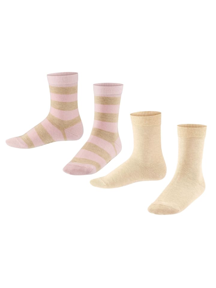Socken 2er Pack in Rosa/Beige