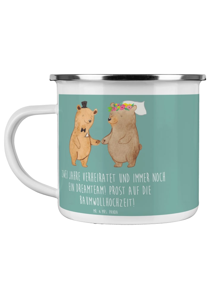 Trinkbecher 2. Hochzeitstag Baumwollhochzeit mi... in Meeresbrise