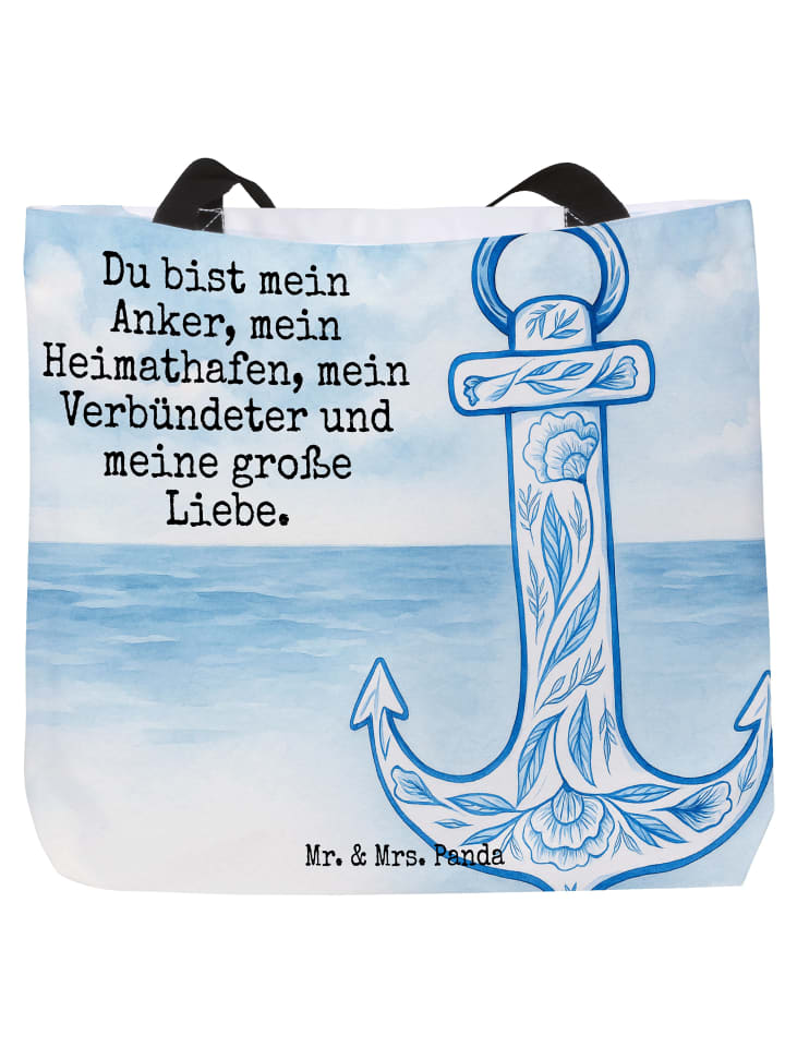 Tasche Anker Blau Design mit Spruch in Weiß