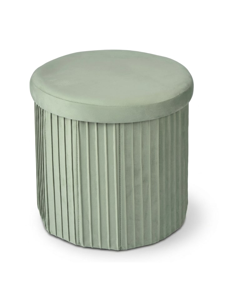 Hocker in Salbei - (H)38 x Ø 38 cm
