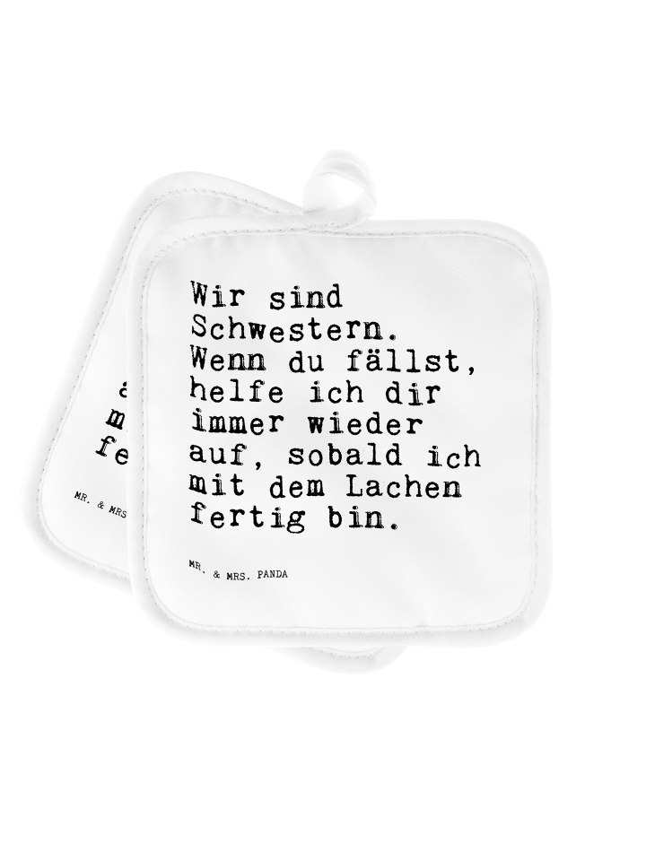 Topflappen Wir sind Schwestern. Wenn... mit Spruch in Weiß