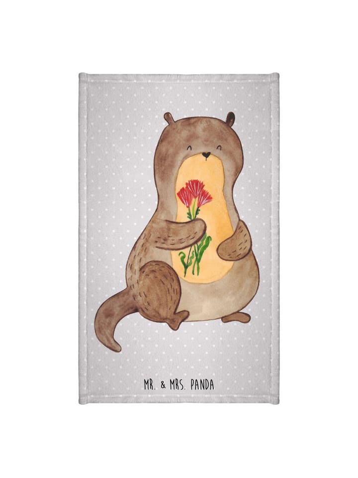 Handtuch Otter Blumenstrauß ohne Spruch in Grau Pastell