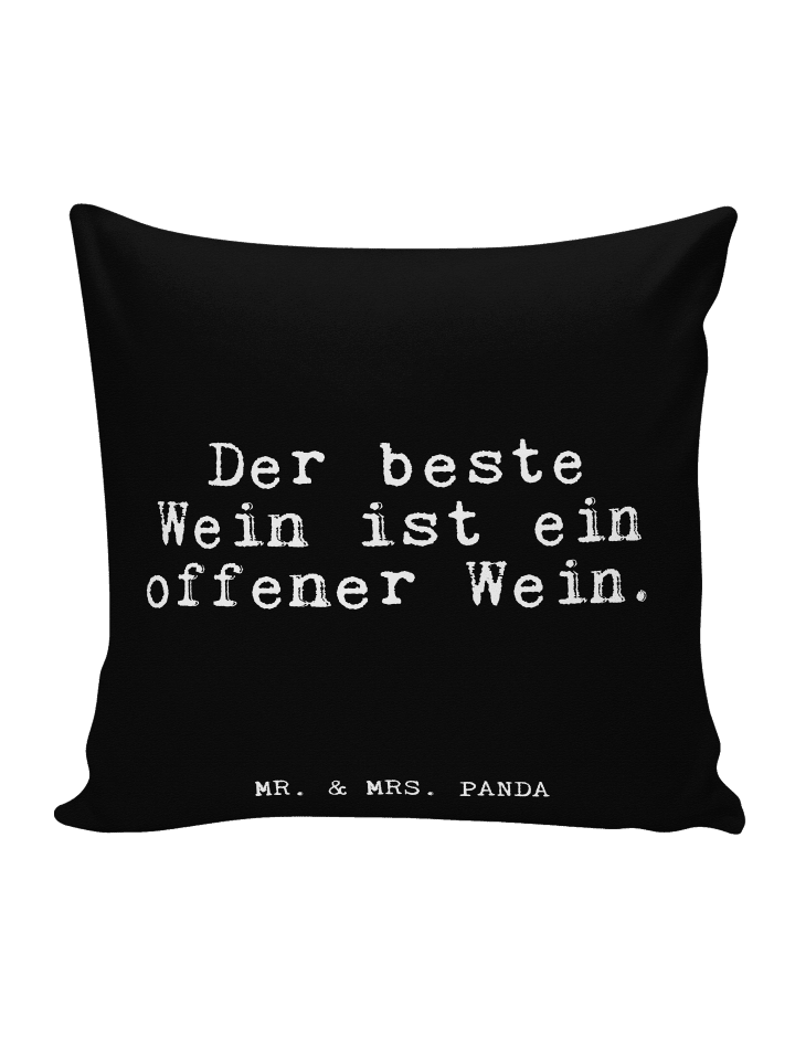 Kissen Der beste Wein ist... mit Spruch in Schwarz