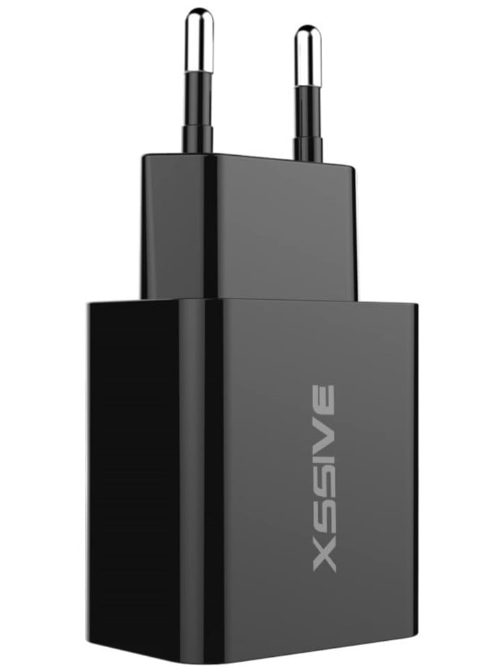 Dual Port Wandladegerät 18W, Schnelladung 3A USB-A & USB-C in Schwarz