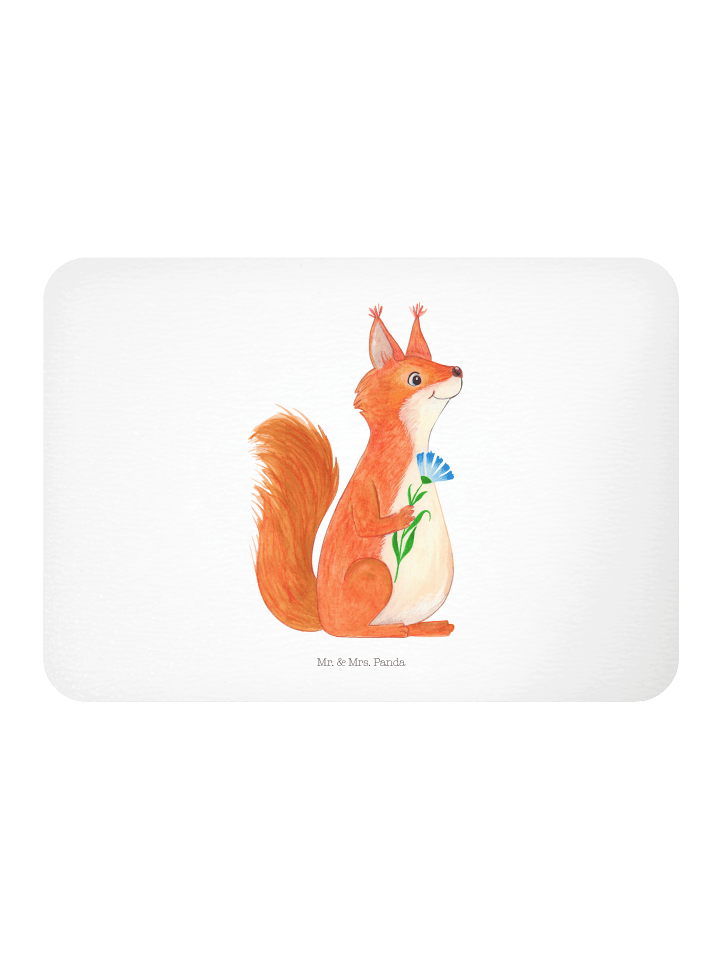 haftmagnet Eichhörnchen Blume ohne Spruch in Weiß