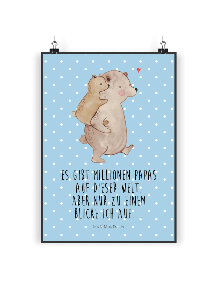 Print Papa Bär mit Spruch in Blau Pastell