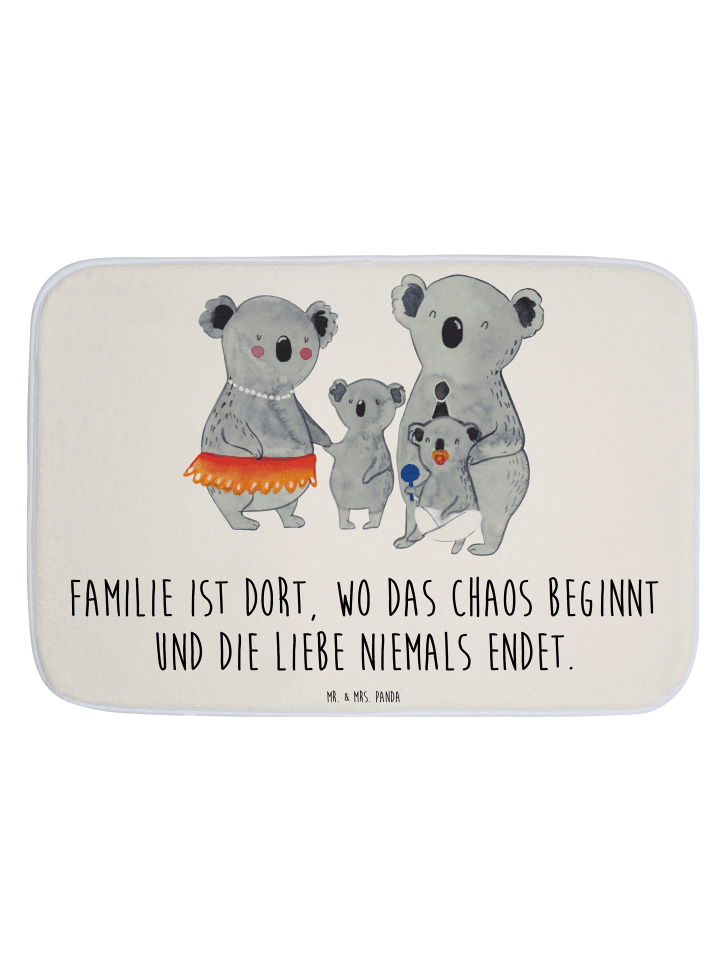 Badteppich Koala Familie mit Spruch in Weiß