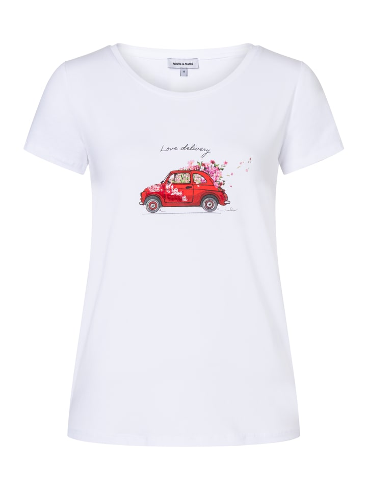 T-Shirt mit Frontprint und Pailletten in white