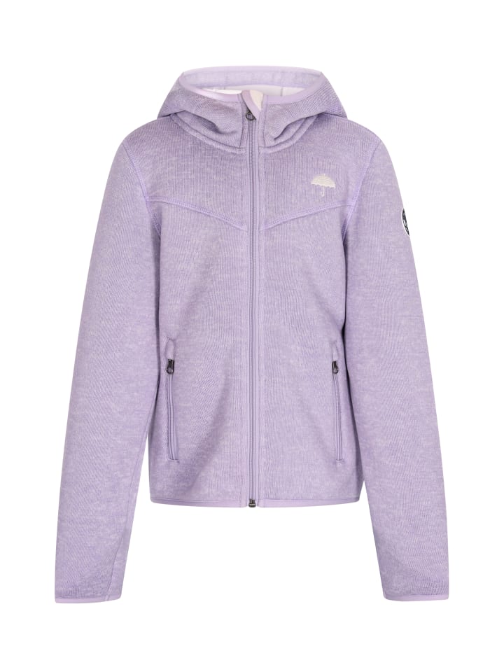 Mädchen Strickfleecejacke in Grauviolett Melange