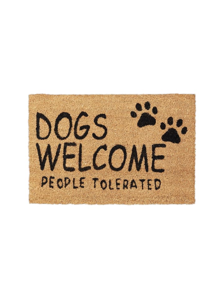 Fußmatte "Dogs Welcome" in Natur - (B)60 x (T)40 cm