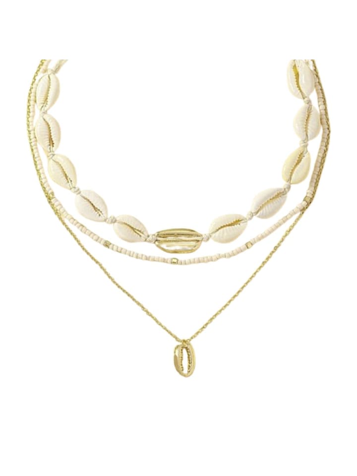 Kette in Gold, Perlmutt, Weiss
