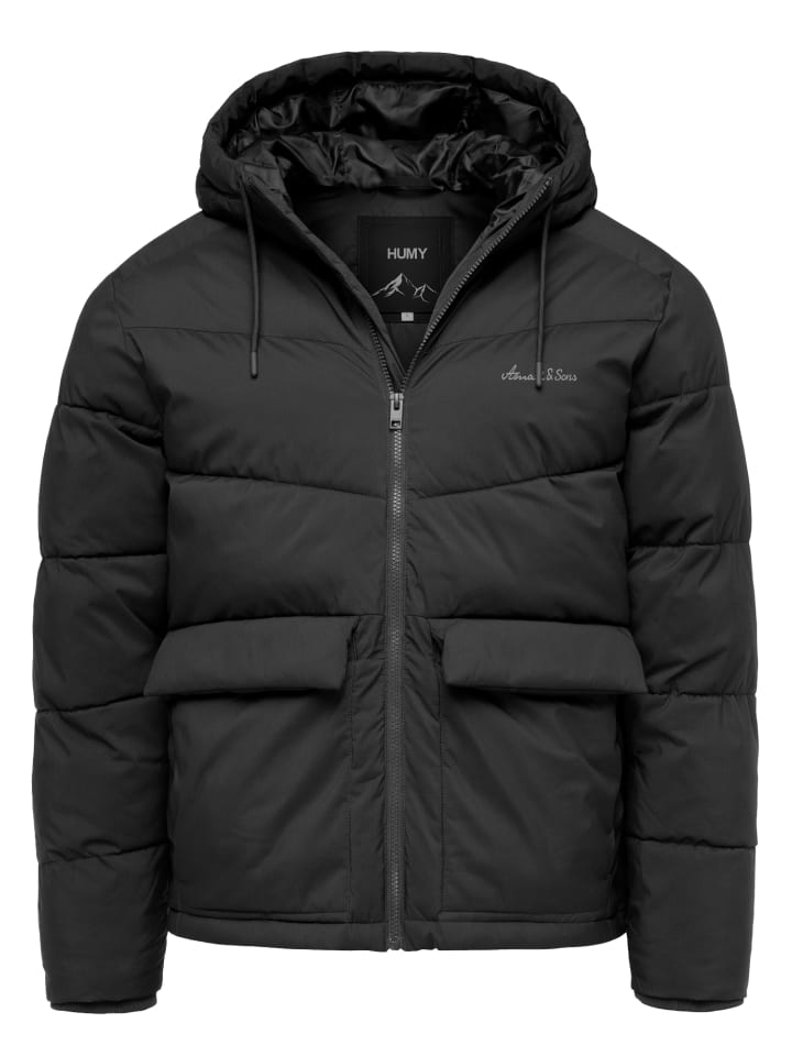 Winterjacke mit Kapuze in Schwarz