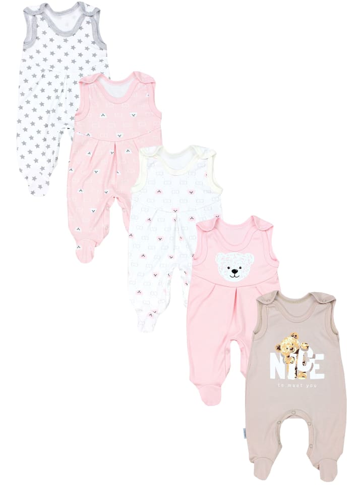 Baby Strampler mit Aufdruck Spruch 5er Pack in pink Modell 2