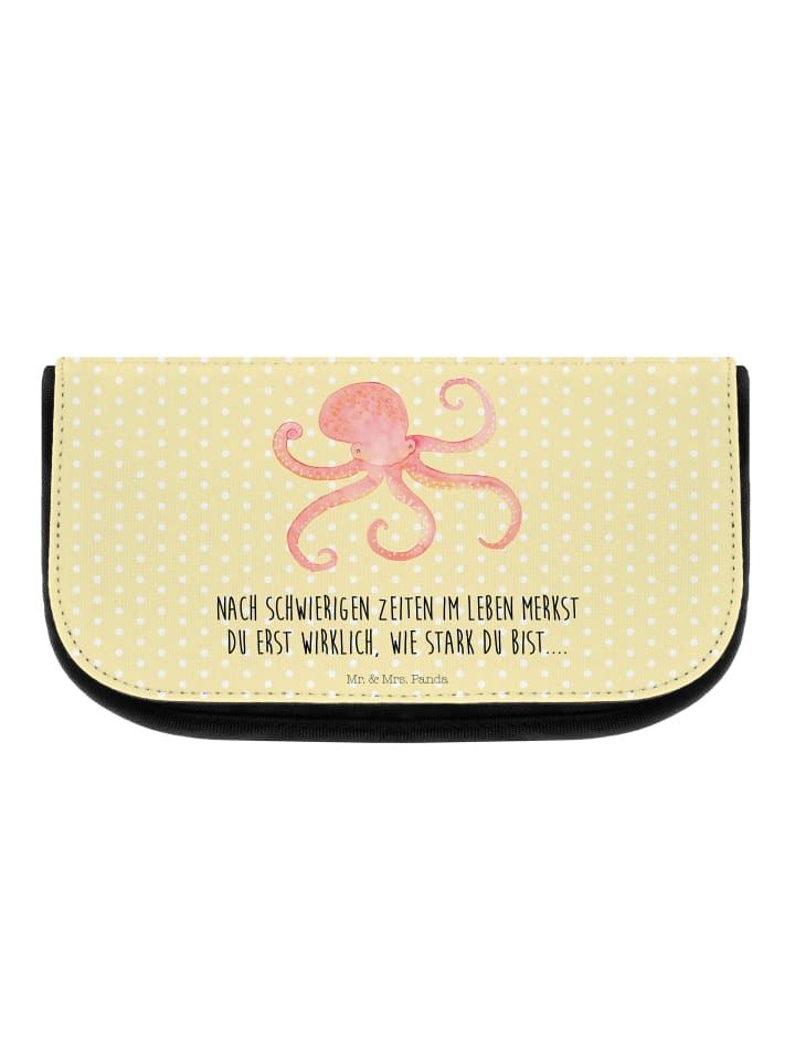 Kosmetik-Organizer Tintenfisch mit Spruch in Gelb Pastell