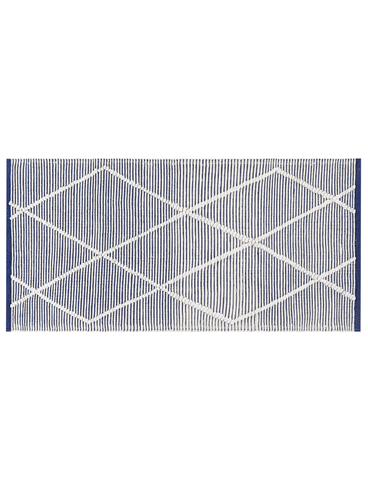 Kurzflor SYNOPA in Blau/Weiß - (W) 80 x (H) 3 x (L) 150 cm