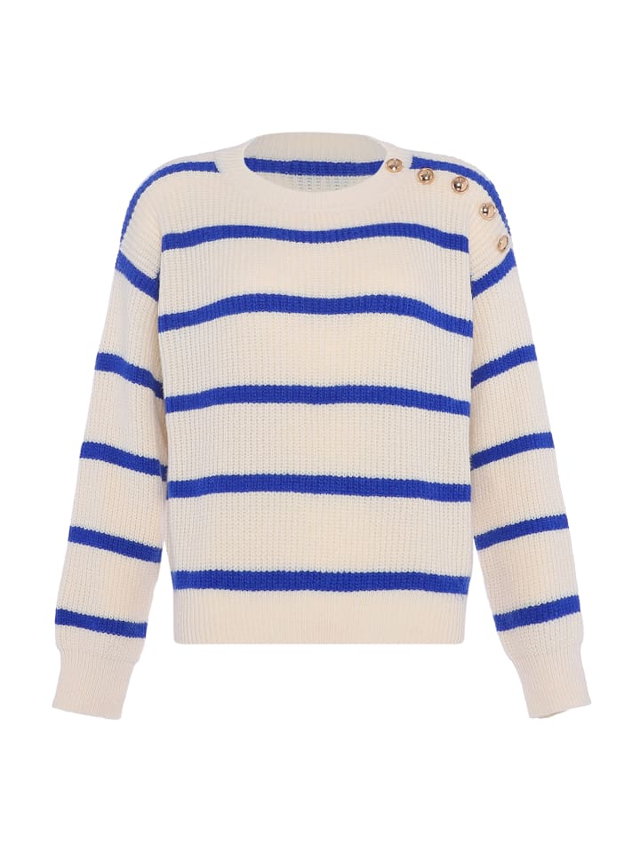 Damen Pullover in WOLLWEISS KÖNIGSBLAU