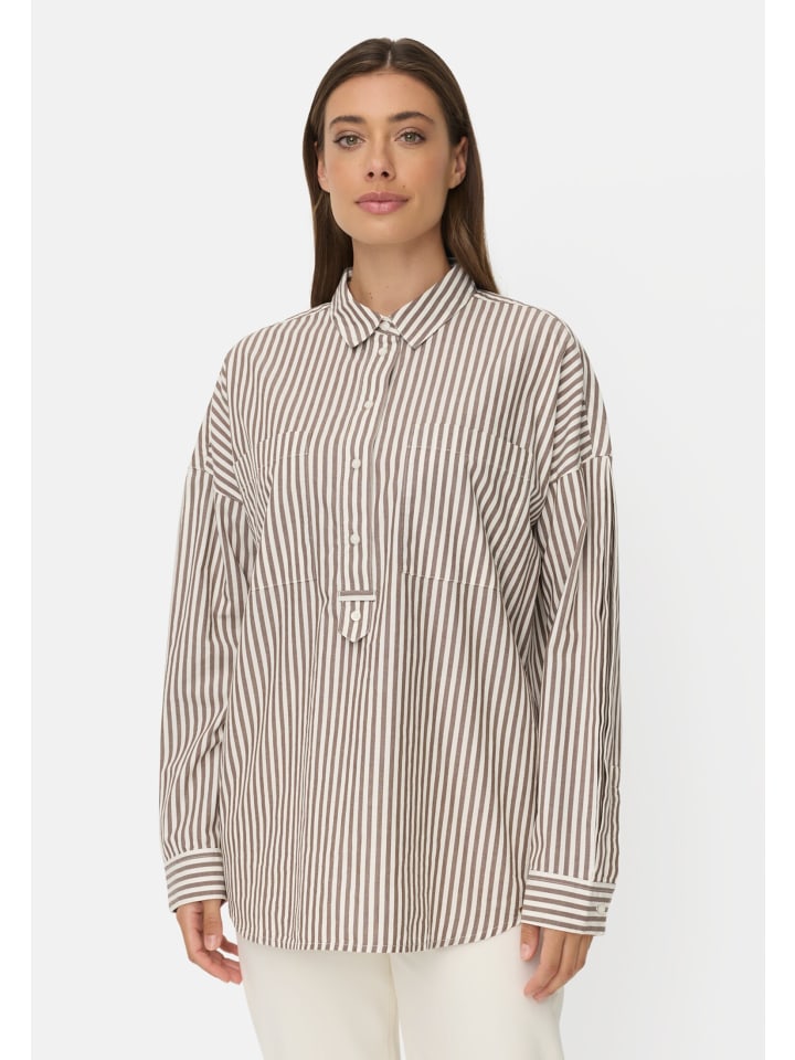 Baumwollbluse mit Knopfleiste in Braun