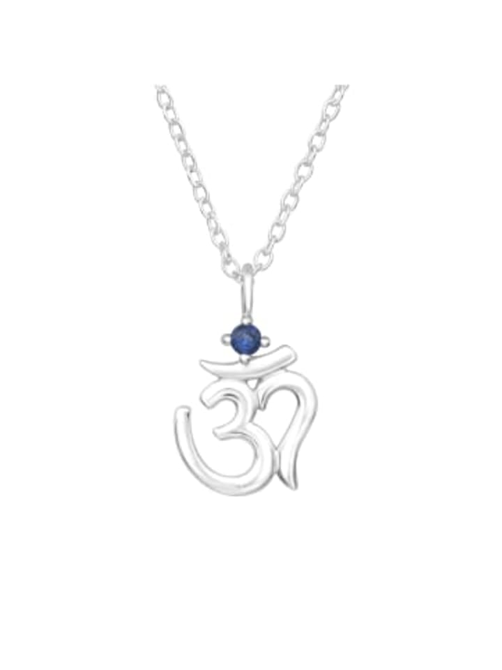 Kette mit Anhänger Om Yoga Symbol, 2-tlg. in silber
