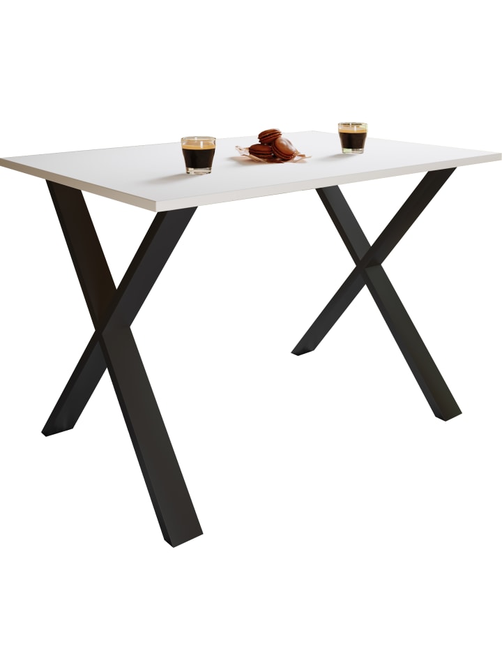 Premium Holz Esstisch Küchentisch Xona X 110x80 in Schwarz / Weiß