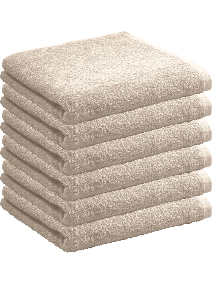 Frottier, Leichtfrottier Handtuch 6er-Pack Oceanside in beige