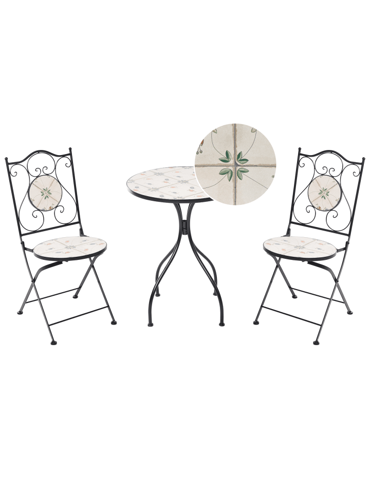 3-tlg Bistro Set CARONA in Schwarz/Weiß
