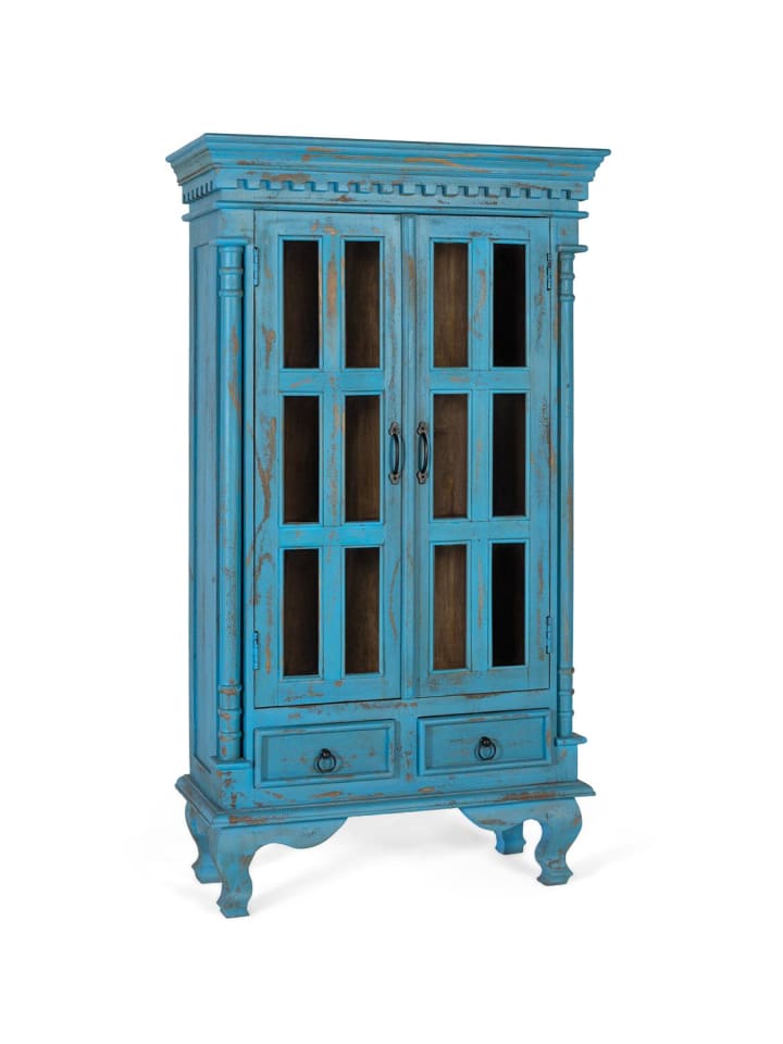 Vitrine Atrium aus Mangoholz, 160 cm x 90 cm x 40 cm