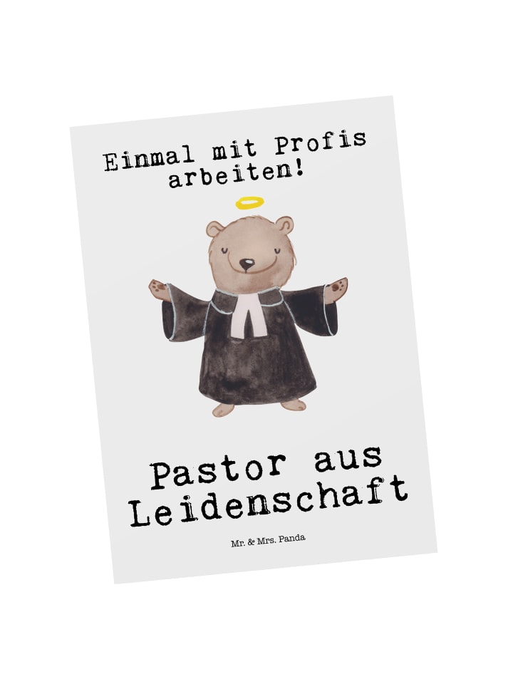 Postkarte Pastor Leidenschaft mit Spruch in Weiß
