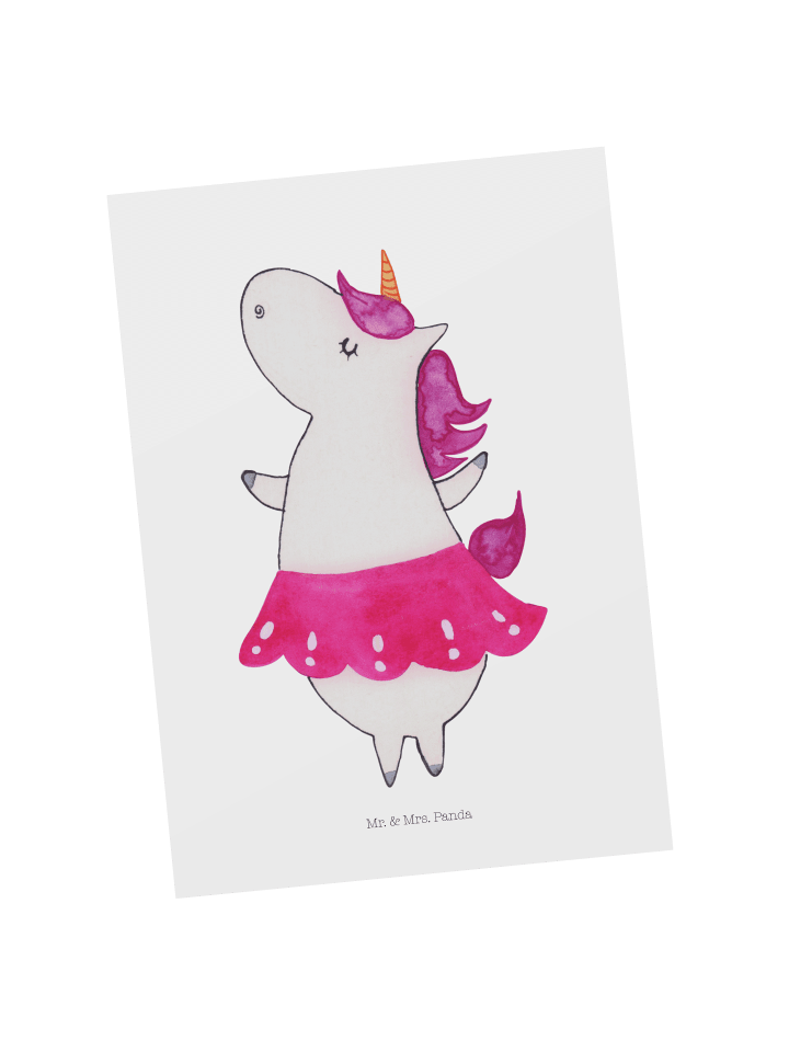 Postkarte Einhorn Ballerina ohne Spruch in Weiß