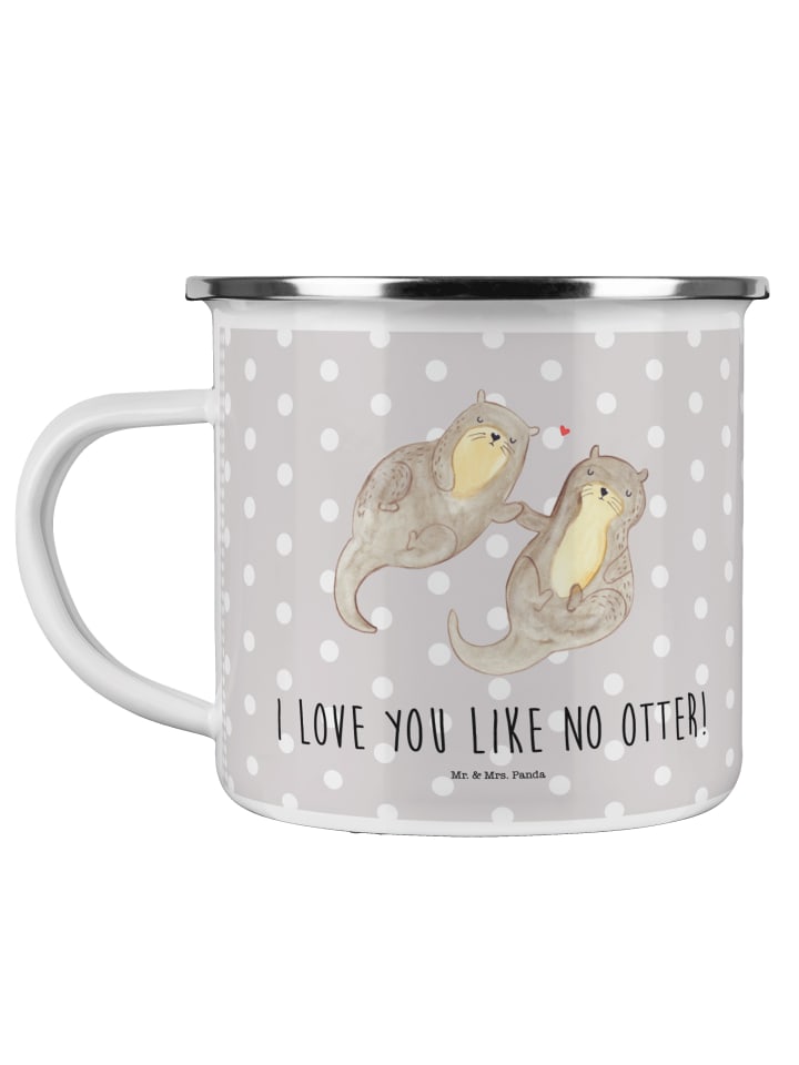 Trinkbecher Otter Hände halten mit Spruch in Grau Pastell