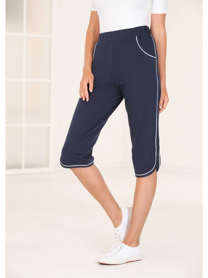 Stilvolle Sommerhose mit Schlupfbund in marine / weiß