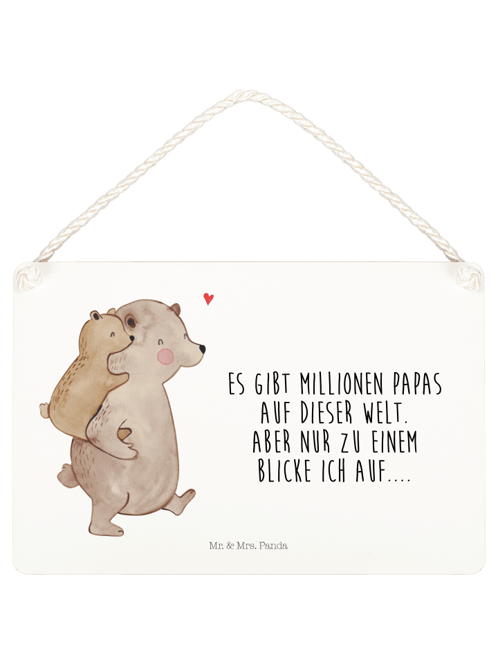 Holzbild Papa Bär mit Spruch in Weiß