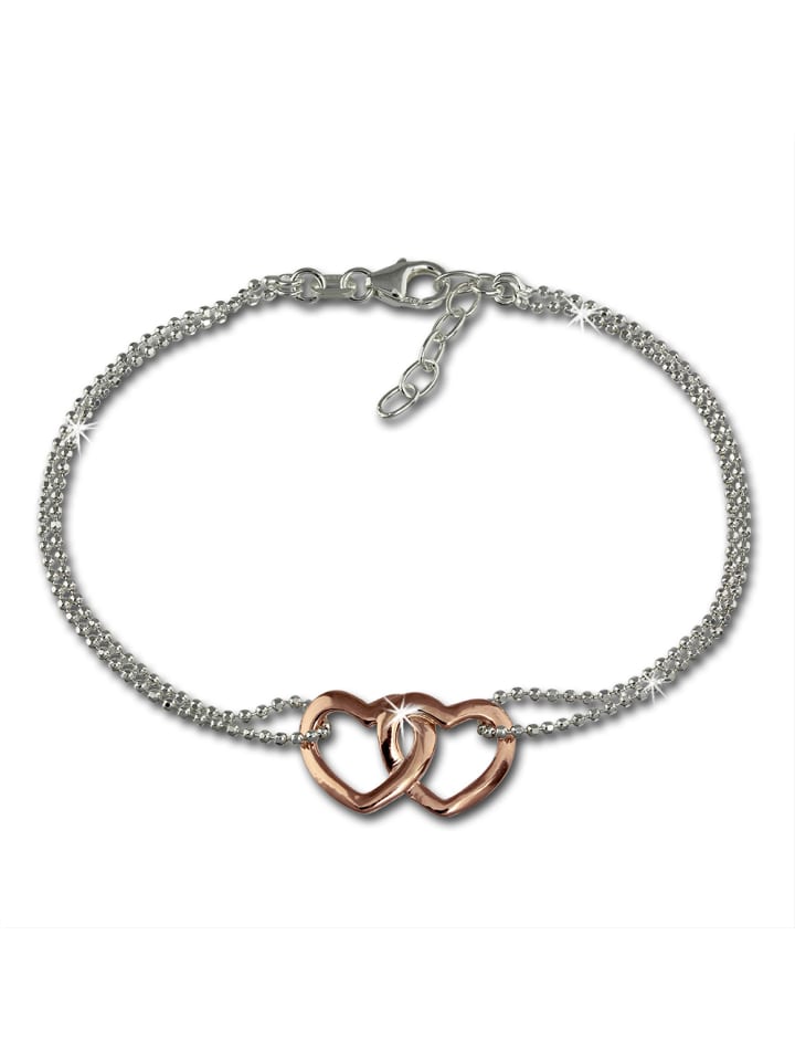 Armband Silber 925 Sterling Silber, vergoldet (Roségold 333) ca. 18cm