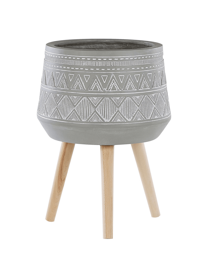 Outdoor Blumentopf MALAKI in Grau/Weiß/Braun - (W) 44 x (H) 61 x (L) 44 cm
