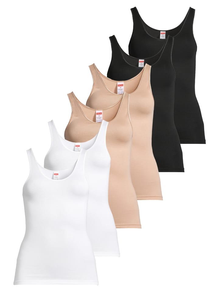 Unterhemd / Top Modal in Weiß / schwarz / beige