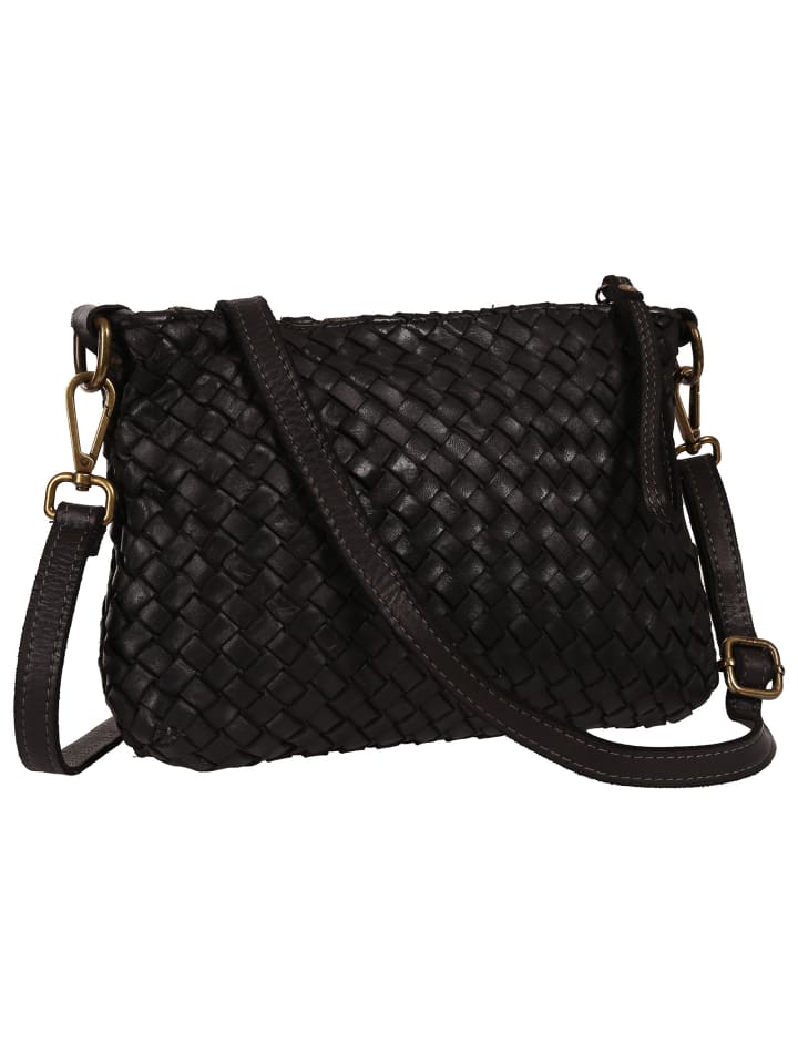 Toscanto Umhängetasche Leder schwarz ca. 27cm