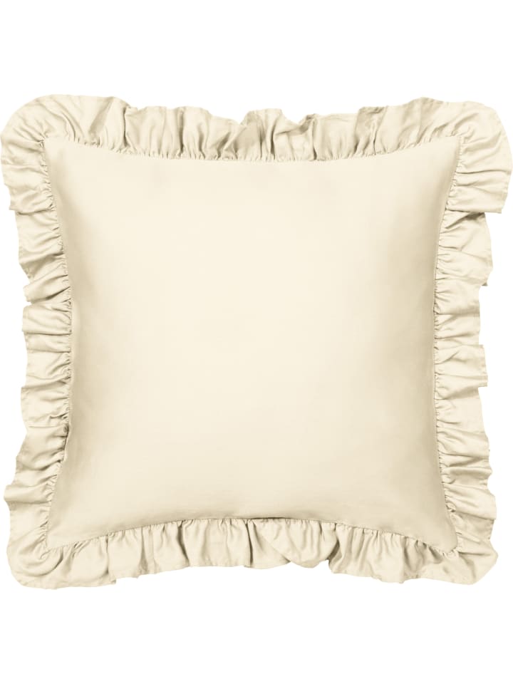 Mako-Satin Kuschelkissenbezug mit Volant Landshut in natur