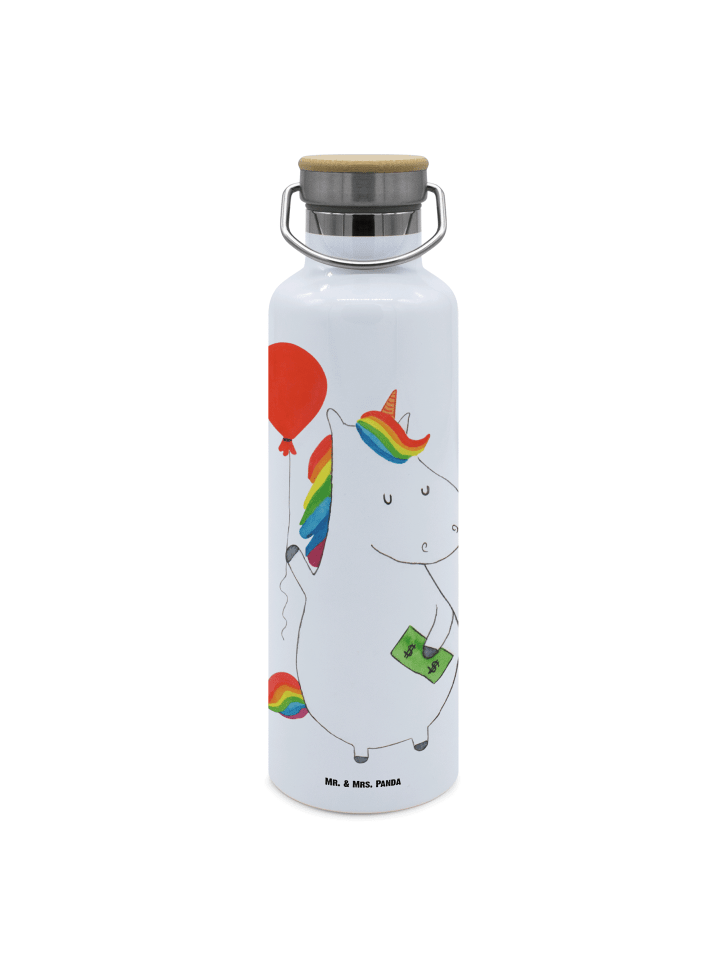 Trinkflasche Einhorn Luftballon ohne Spruch in Weiß