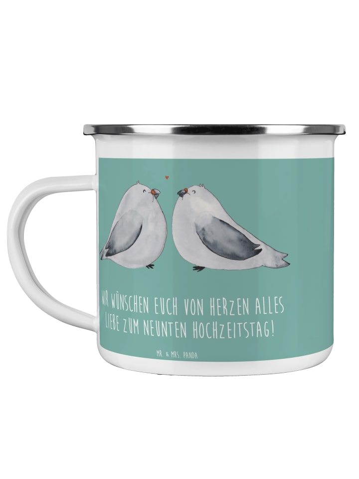 Kaffeebecher 9. Hochzeitstag Keramikhochzeit mi... in Meeresbrise