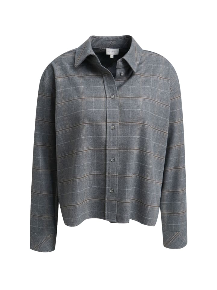 Oversized Shirtbluse mit 1/1-Ärmeln in Grey Melange Print