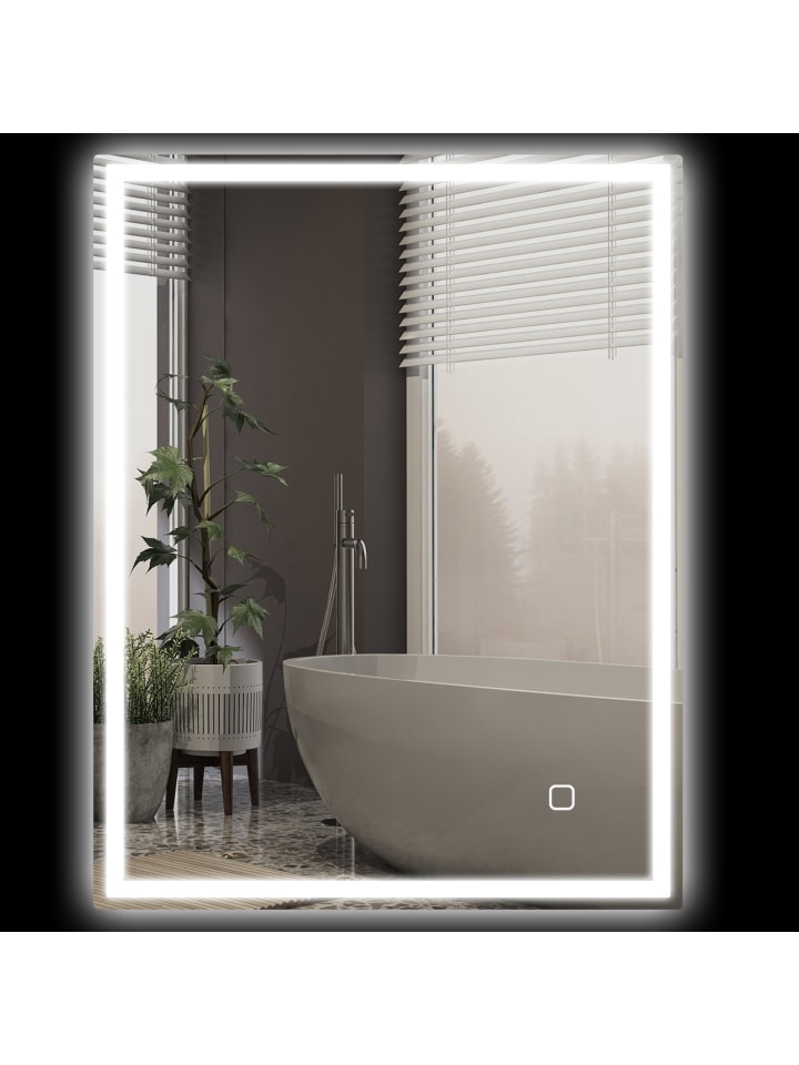 Badezimmerspiegel in Silber 90L x 70B x 4H cm