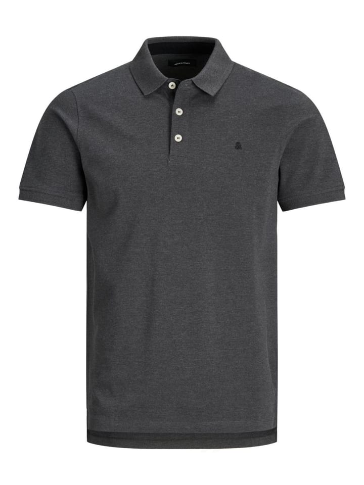 Polo Shirt JJEPAULOS Sommer Hemd Kragen Pique Cotton in Dunkelgrau