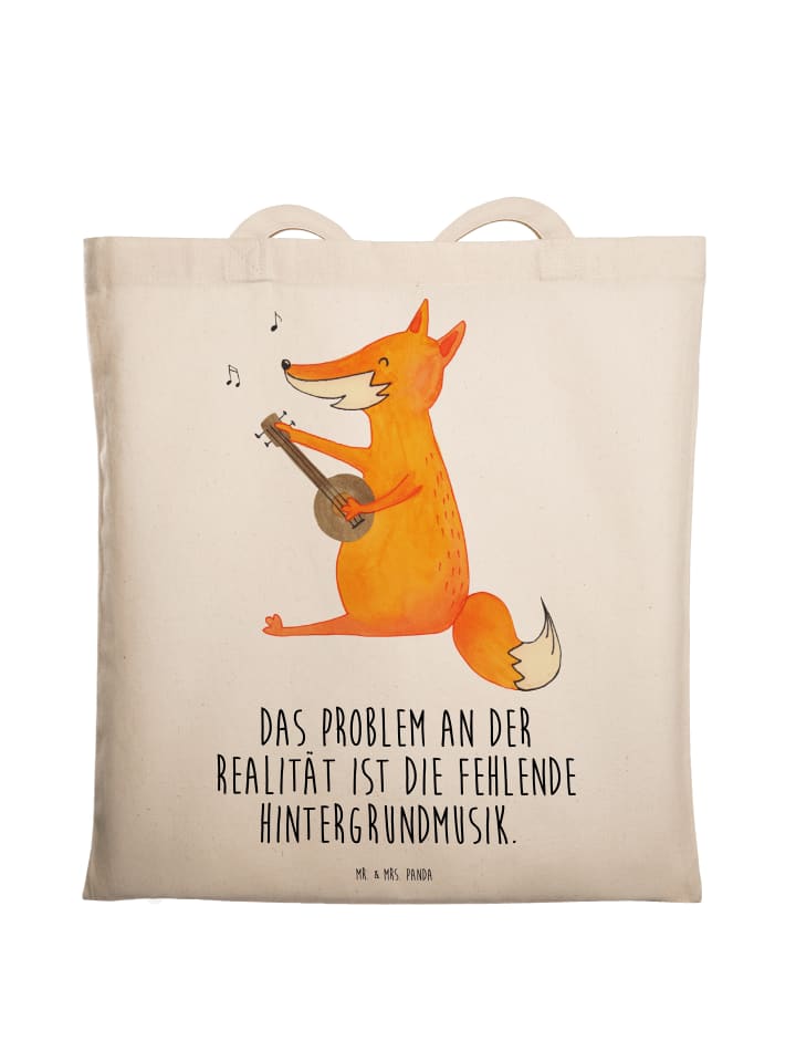 Beutel Fuchs Gitarre mit Spruch in Creme
