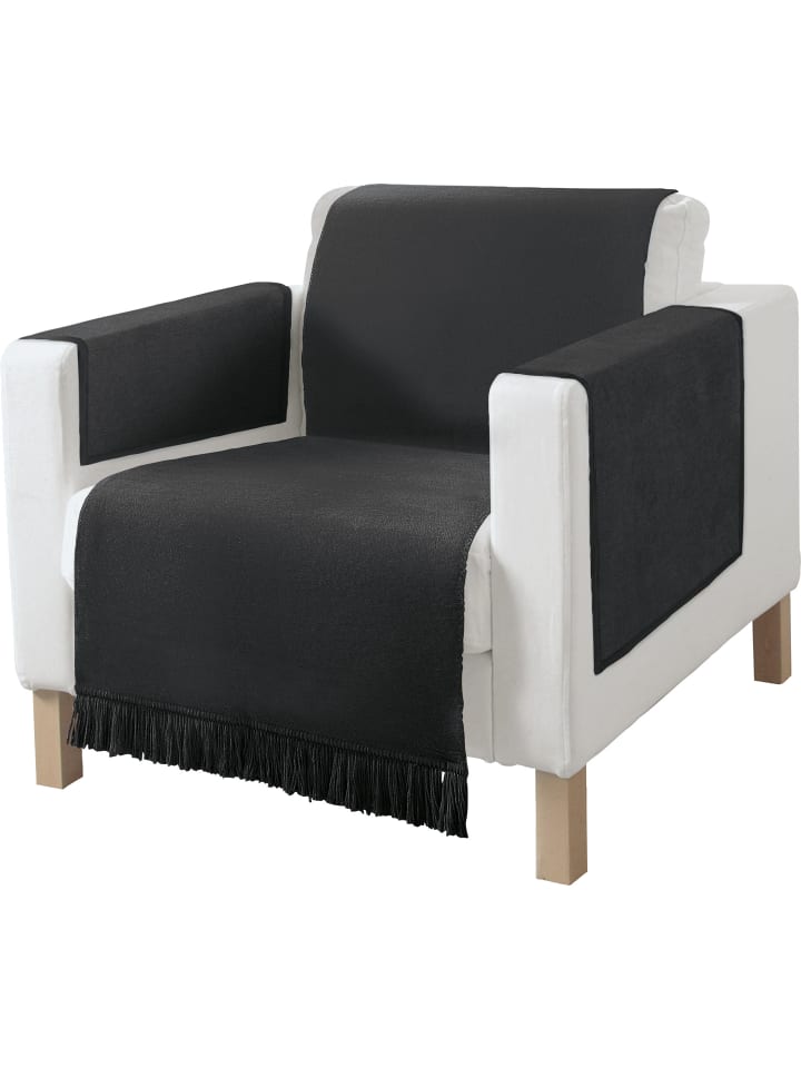 Baumwollmischung Sessel- und Sofaschoner-Set 3-teilig Catania in anthrazit