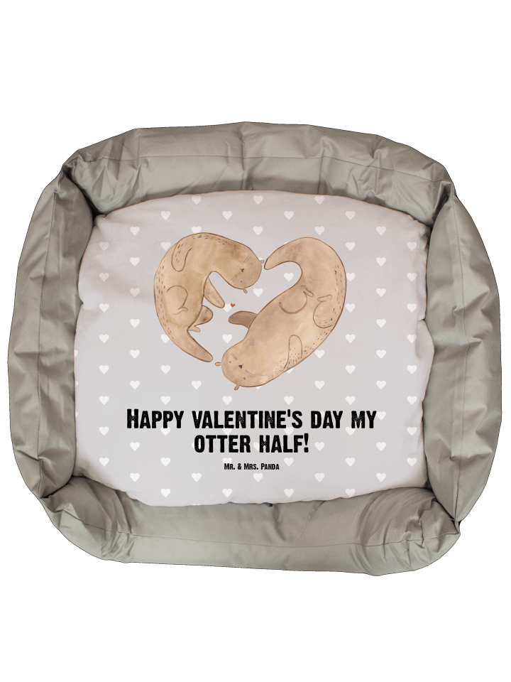 Hundekissen Otter Valentine mit Spruch in Grau Pastell
