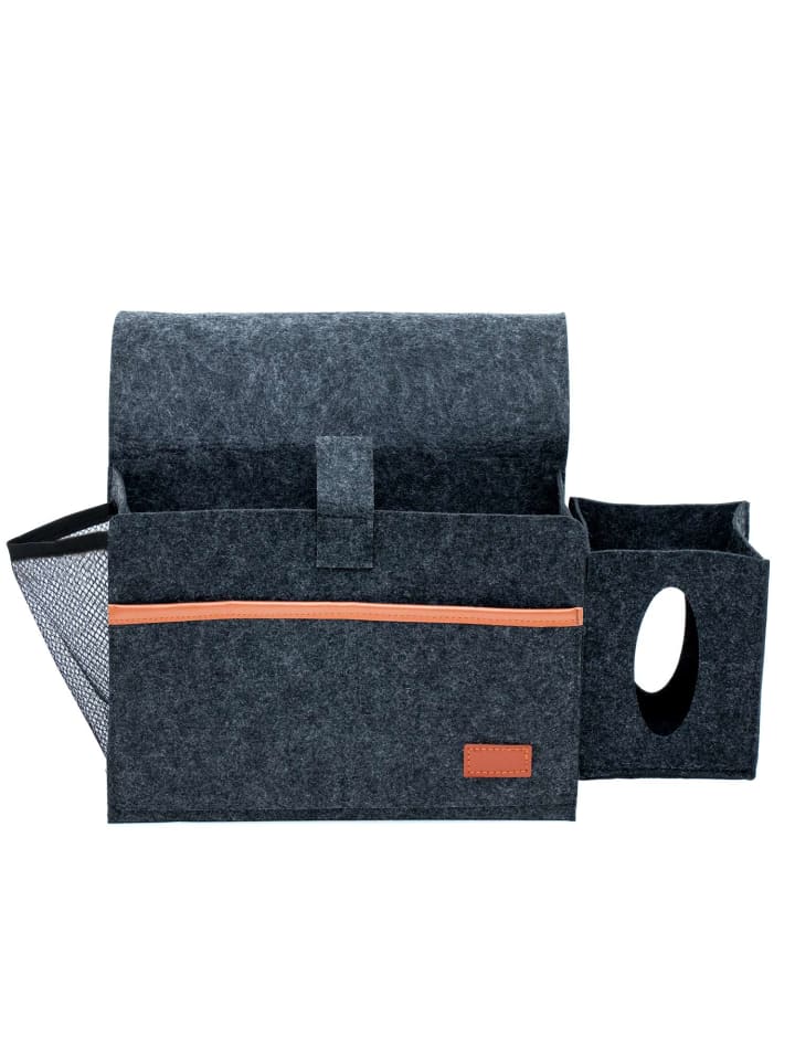 Betttasche Nachttisch Sofa Tasche Filz - 41 / 29  x 11.3 x 19.5cm in Dunkel Grau
