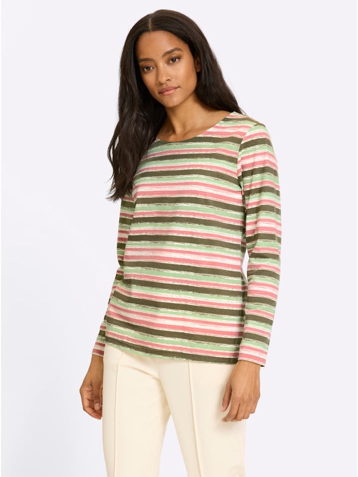 Ringelshirt in khaki-rosenholz-geringelt