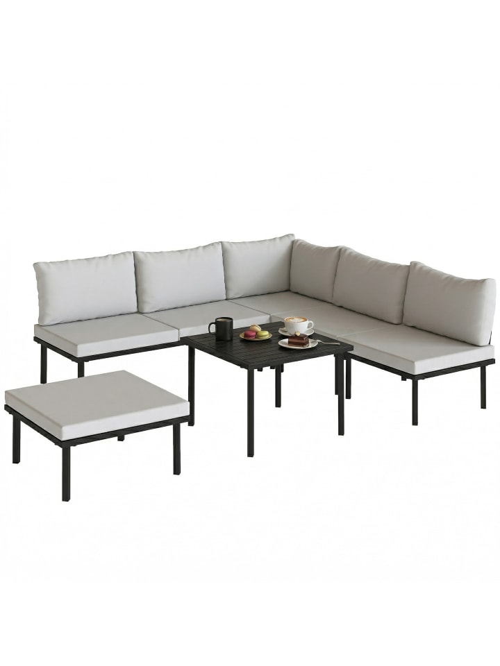 Gartenlounge Set in Hellgrau 234L x 176B x 64H cm
