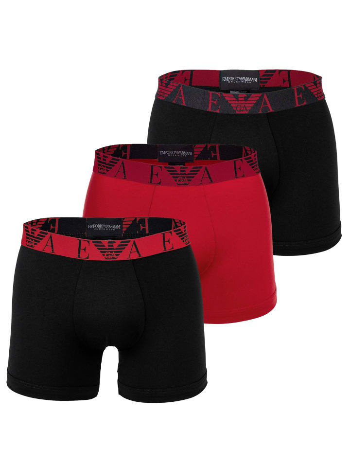 Boxershort 3er Pack in Schwarz/Rot/Schwarz