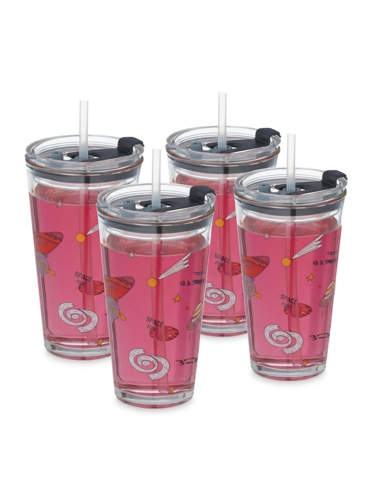 4 x Kinderglas "Weltraum" in Transparent