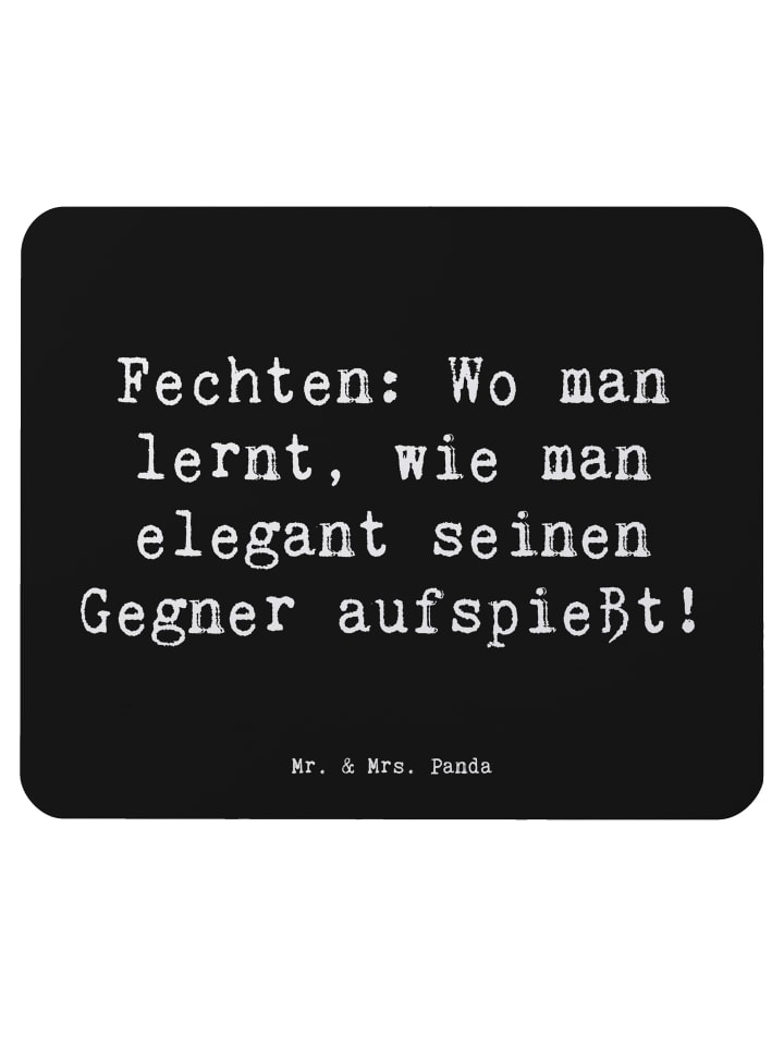 Mouse Pad Spruch Fechten Eleganz mit Spruch in Schwarz